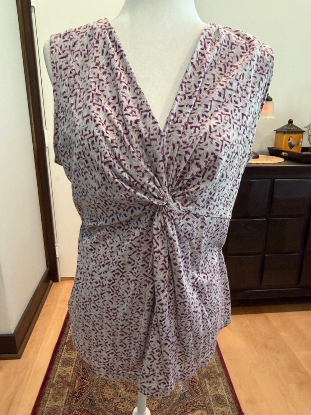 Eddie Bauer Lavender and Gray Knot-Front V-Neck Camisole